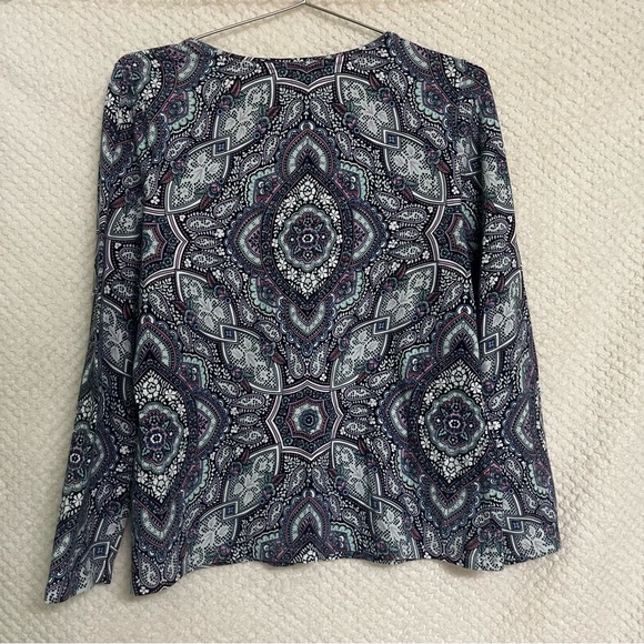Talbots Purple and Black Patterned Long Sleeve Top Size LP Cotton Blend Classic - Picture 7 of 11